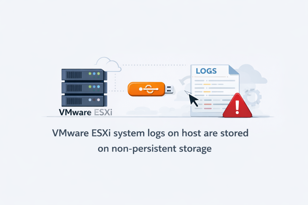 VMware ESXi system logs on host are stored on non-persistent storage ...